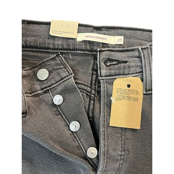 Levi’s Wedgie Straight Jeans Gray Jeans Button Fly OX Short W25 L28 - Picture 2 of 7